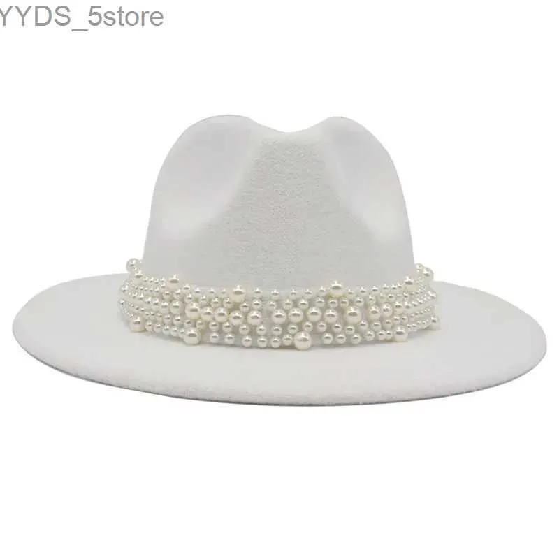 Szerokie brzegowe czapki wiadra nowa moda perła kobiet czapka elegancka fedora outdoor uk.