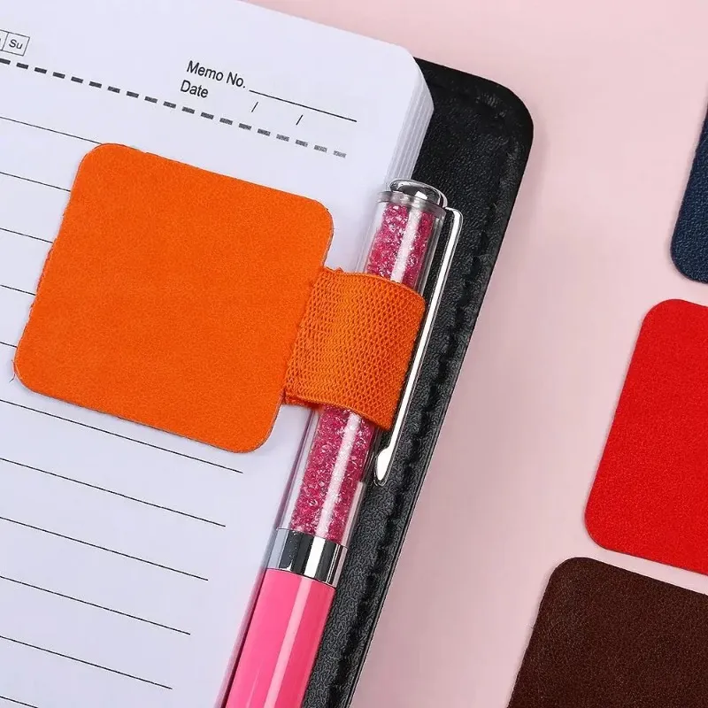 Self-adhesive PU Pen Clip Pencil Holder Elastic Loop for Notebook Journals Calendars Clipboards Pen Holder Elastic Pen Loop