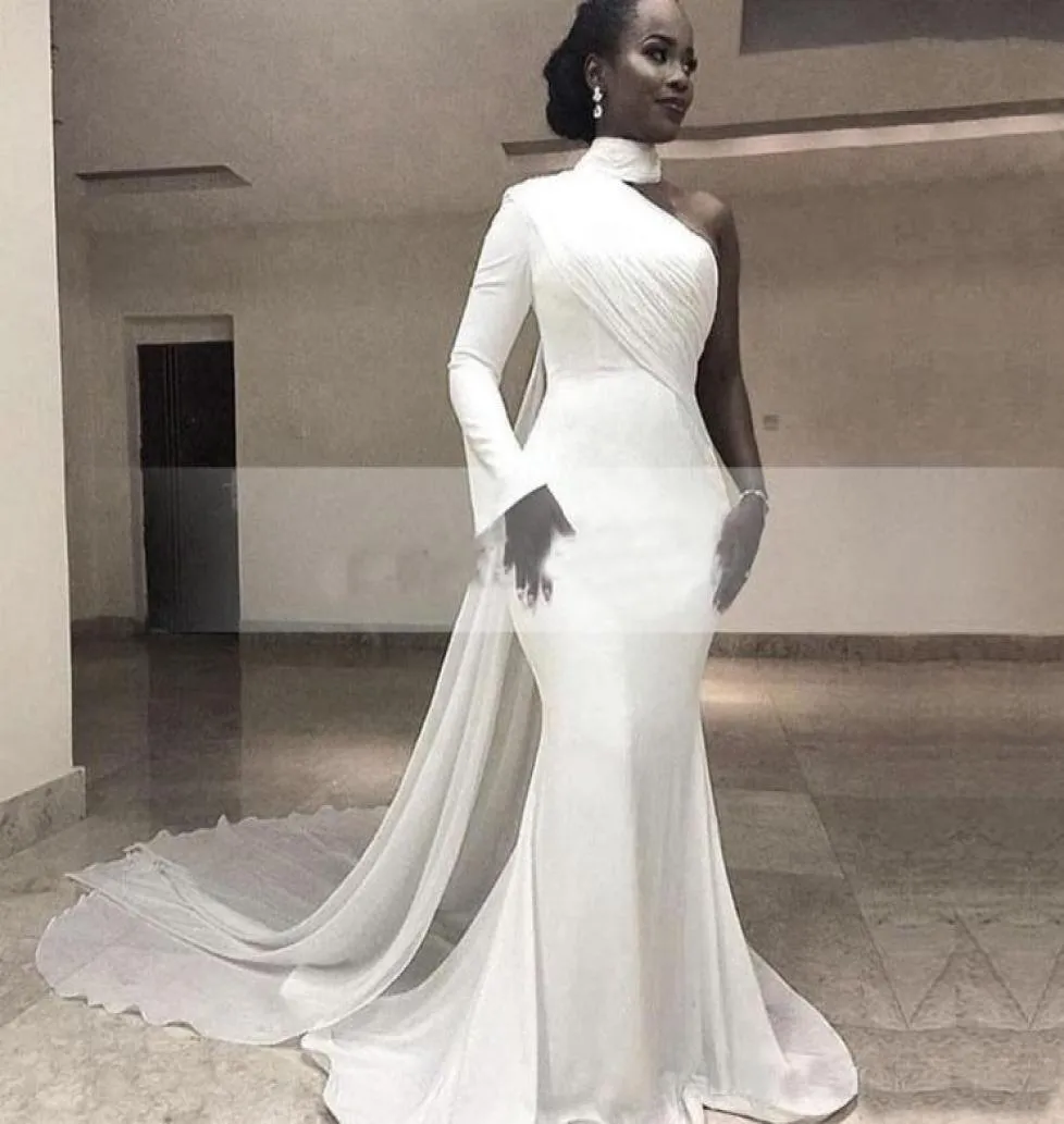 Sexy syrena Nigerian Oneshoulder Evening Sukienki z wstążką Południowoafrykańskie szyfonowe sukienki z szyfonu