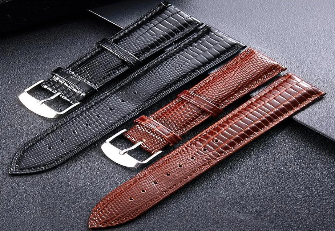 Titta på band Fashion Lizard Texture Leather Watchband Pin Buckle Strap For Women and Man 12 14 16 18 20 20 22 24 MM 5 Colors4997281