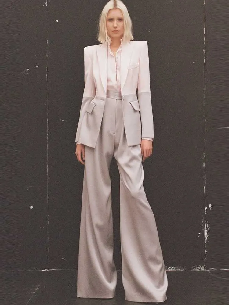 Pantalon féminin à deux pièces High Street le plus récent 2024 S / S Ruy Designer Suit Womens Professional Fashion Single Bouton coloré Bloc pionnier Pantalon Setc240407