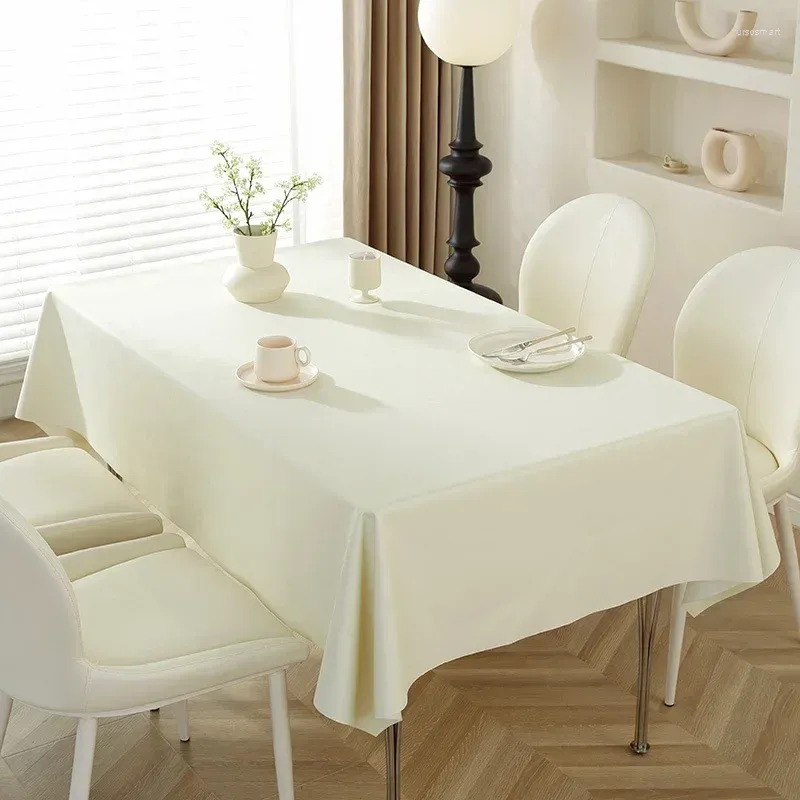 Tischtuch Imitation Schaffell wasserdichte Creme Stil Luxusgefühl verdickter Ledermattenmatten Tischdecke Weiß weiß