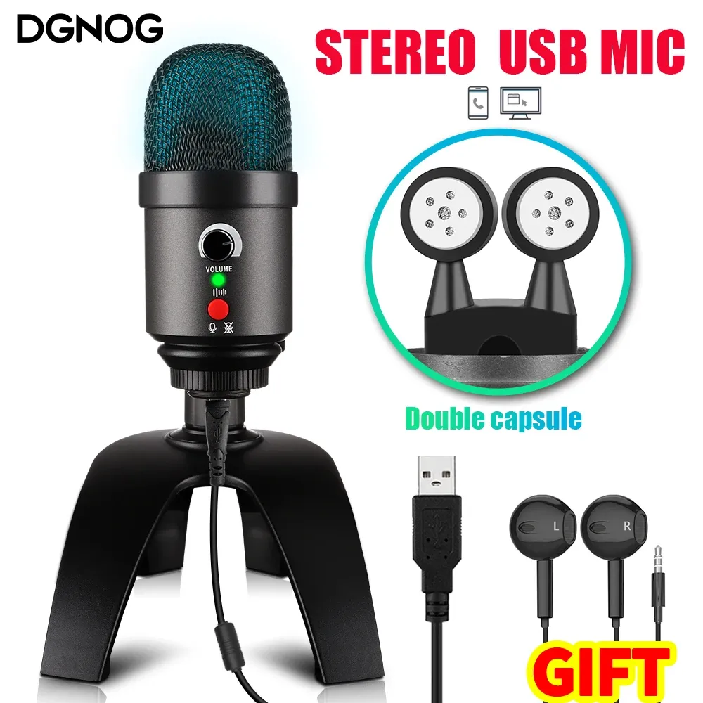 Microphones USB microphone for laptop Stereo Recording Computer Podcast Professional Condenser Mic for PC Gaming ASMR studio singing