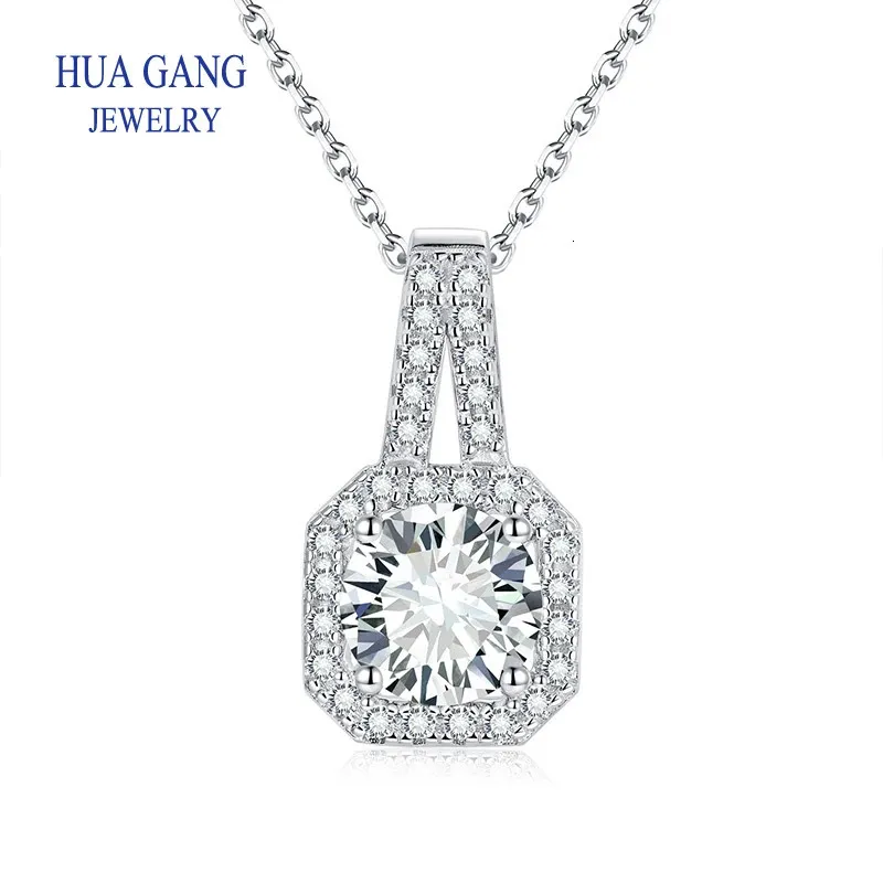 Trendy Pendant Chain Necklace Shining 1Ct Laps Diamond 925 Sterling Silver Jewelry for Women Wedding Birthday Present 240407