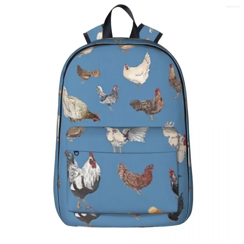 Backpack Chicken Happy Print Woman Backpacks Meninos meninas bookbag moda de moda bolsas escolares portability Travel Rucksack Bag