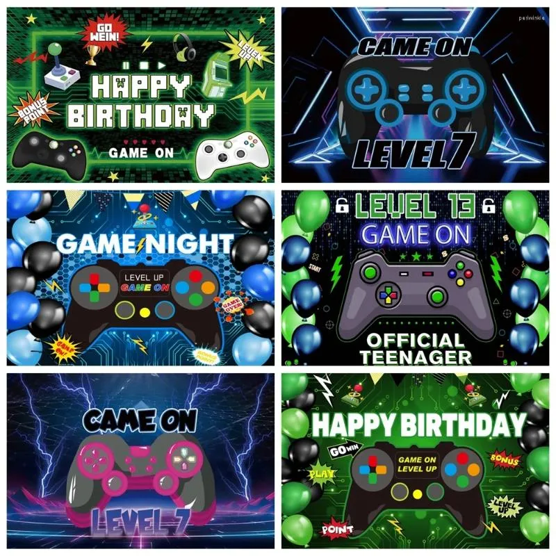 Party Supplies Game Console Backdrop Boy Birthday On Level Up Custom Name Baby Shower Pography Background Decor Po Prop Banner