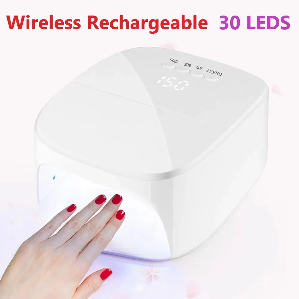 Satser trådlöst LED -nagellampa UV laddningsbar 8000mAh Professional Gel Nail Dryer Nail Polish Curling Lamp för alla gel nagellack