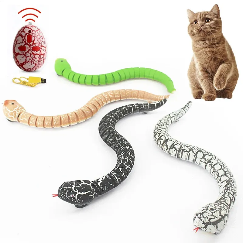 RC Remote Control Snake Toy For Cat Kitten Egg-shaped Controller Rattlesnake Interactive Snake Cat Teaser Play Toy Game Pet Kid 240403