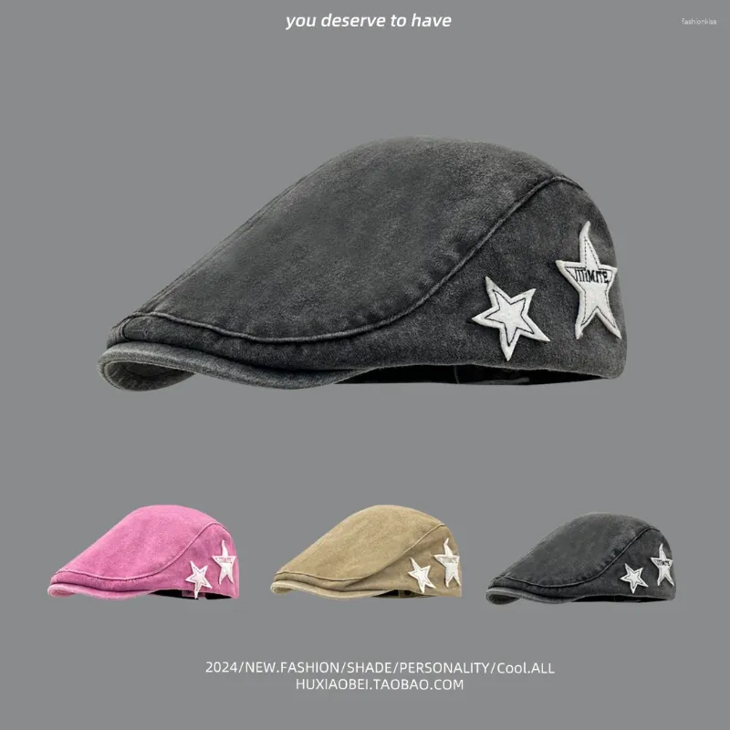 Berets japonais rétro Sweet Cool Rose Stars Old Forward Hat Femed Y2K Street British Style Student Beret Cap