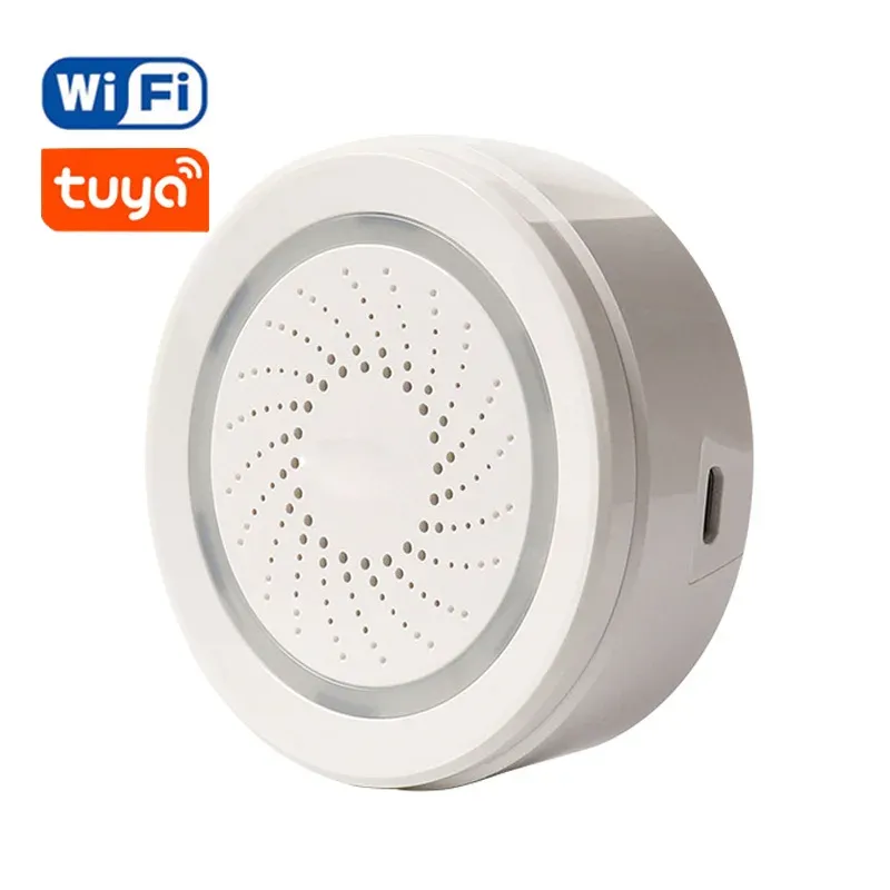 systems Wireless WiFi Siren Alarm Sensor For Home Smart Device Support BatteryPowered Can Be Charged with USB Cable TUYA Smart Life