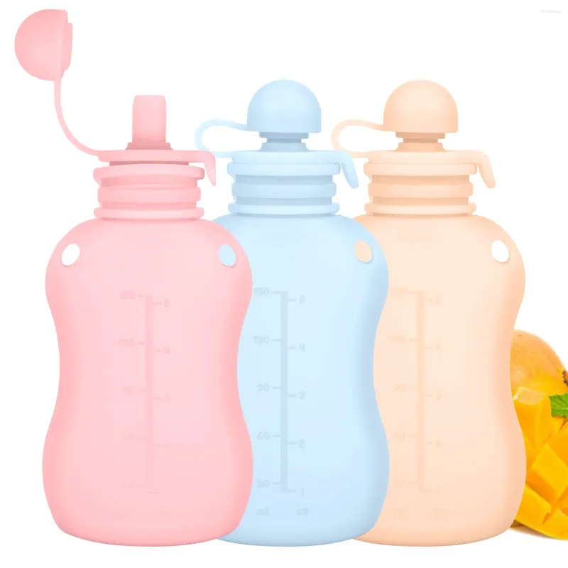 Dinnerware 3pcs Silicone Baby bolsa reutilizável Squeezable 150ml/5oz Bolsa de armazenamento de leite -rapaz Squeeze Calor Squeeze