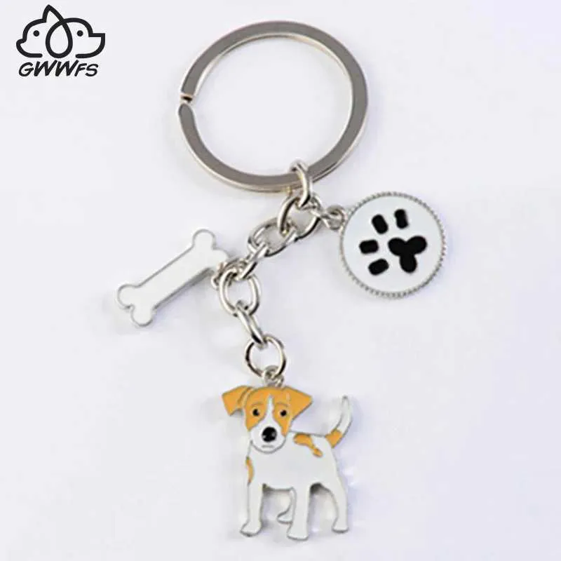 Keychains Lanyards Jack Russell Hound Keychain Herren Alloy Metal Hundeanhänger Keyring Car Pack Charme Geschenk Q240403