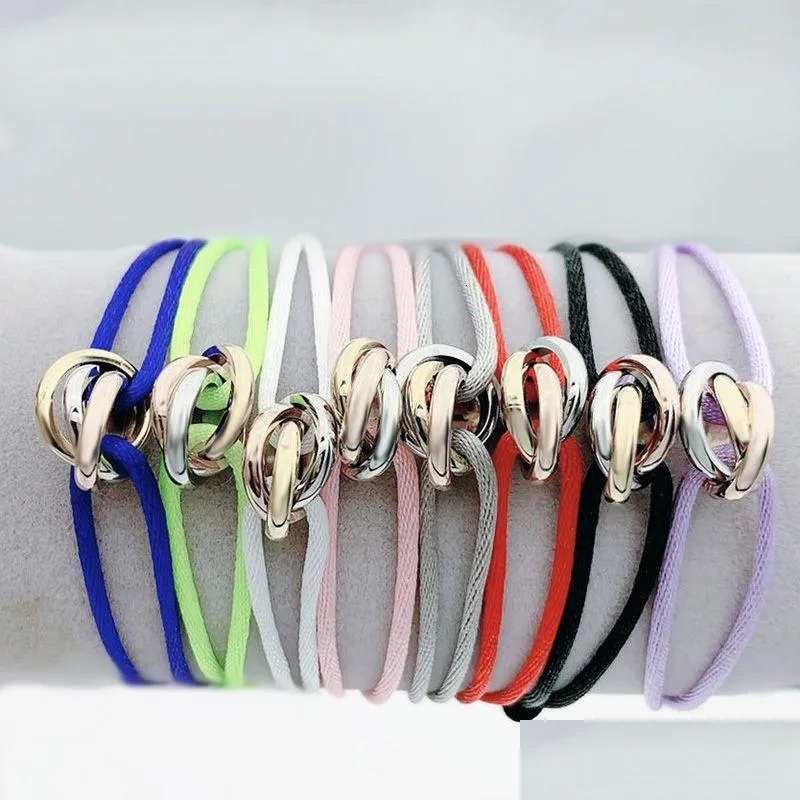 Pulseras de encanto Pulsera de acero inoxidable 3 color Hebilla de metal Cadera Tamaño ajustable Tamaño ajustable para mujeres Entreñamiento de gota de bricolaje JE DHN8V