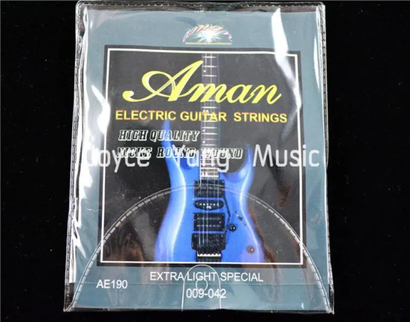 1 ensemble de cordes de guitare électrique AMAN AE190 1st6th Strings 009042 Extra Light Special Strings Whols9206737