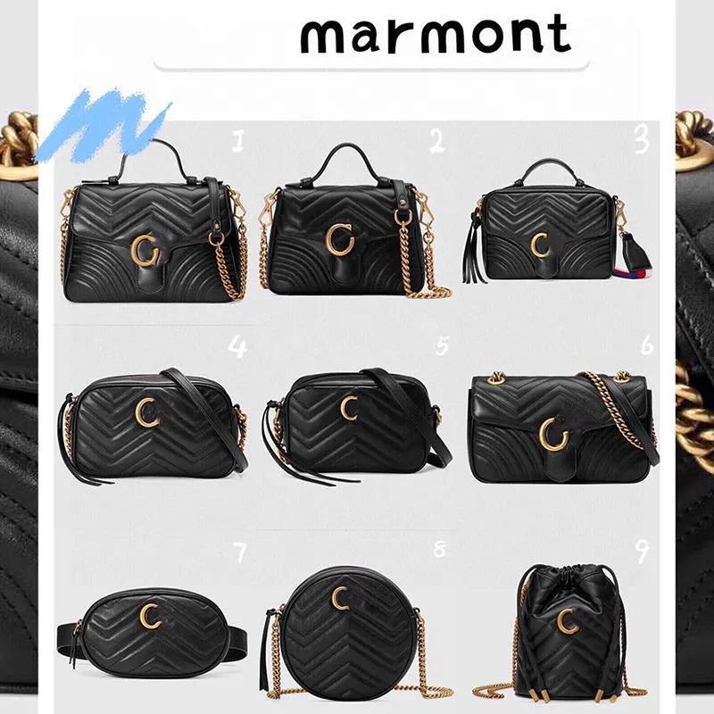 Marmont axelväska lyxväska designer kvinnor mindre guld etikett kedja postman väska mode kvinnors handväskor korsar kropp klassisk lyxväska