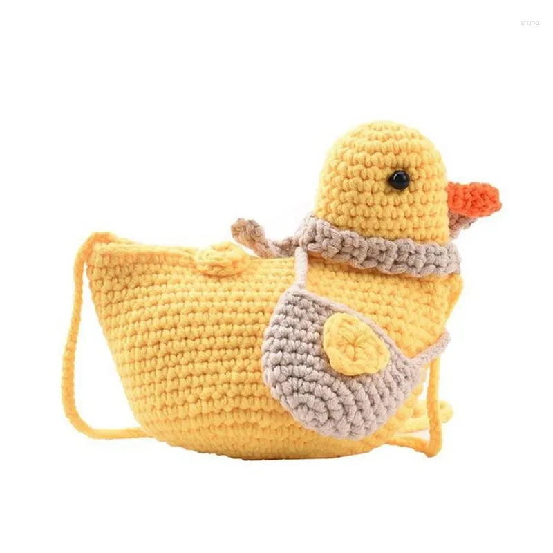 Shoulder Bags Weysfor Fashion BagWomen Woolen Knitting Handmade Crossbody Women Lovely Duck Purse Phone Bag Mini Bolso Muje