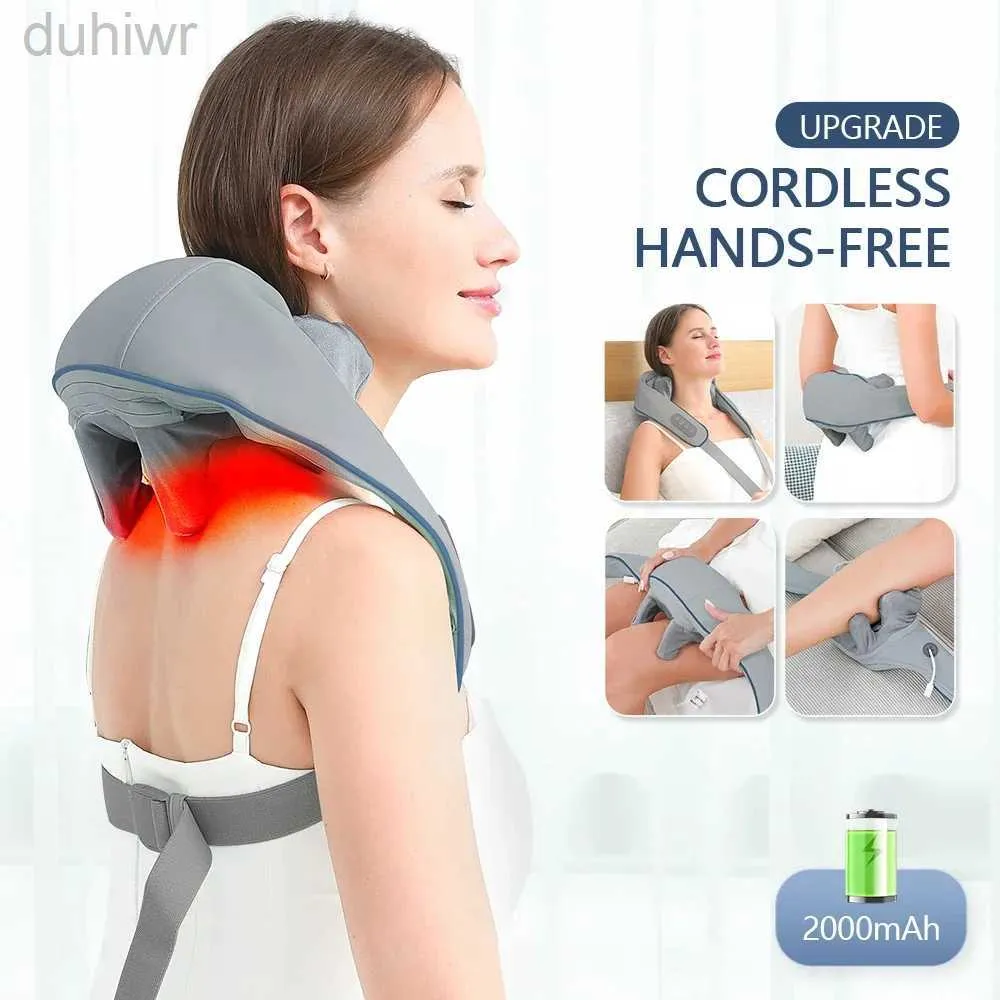 Full Body Massager 6 Heads Smart Neck and Back Shoulder Massager Hot Compress Relieve Cervical Back Muscle Pain Relaxation Body Massage Shawl 240407