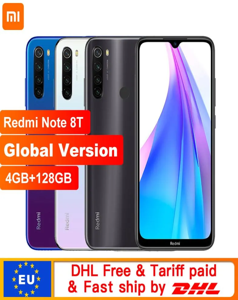 Na versão global da estoque Xiaomi Redmi Note 8T 8 T 4GB 128GB NFC Smartphone 48MP Câmera traseira Snapdragon 665 Octa Core 4000Mah4501145