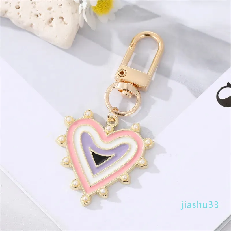 Rhinestones Pearl Evil Evil Eyes Keychains Alloy Men Women Peach Love Heart Devil's Eyes Bag Car Keychain Hanger in Bulk