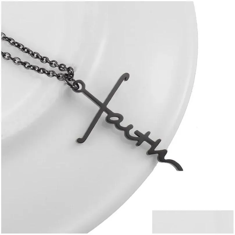 Collane a ciondolo collana in acciaio inossidabile Lettera di fede di fede di alta qualità Gioielletti di consegna a goccia gioielli pendenti DHMZ6