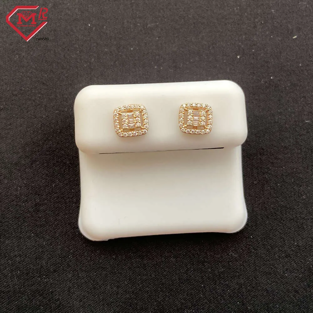 Projektant biżuterii Hip Hop Luksusowy prawdziwy 10K Solid Scred Back Out Out Vvs Moissanite Gold Studs For Men