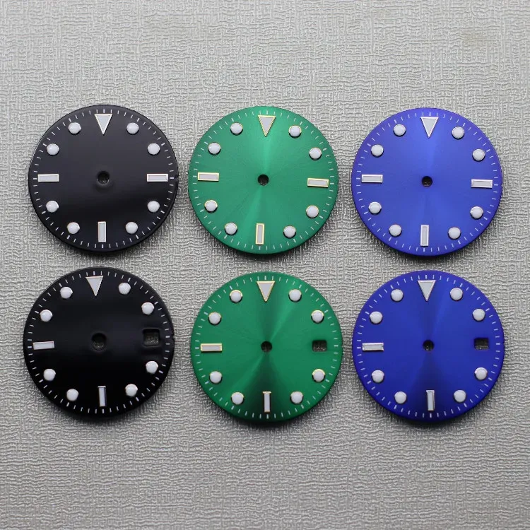 Kits 29mm 8215 Watch Disque Dial luminoso verde azul 2836 Dial de relógio para 2824 2836 8215 8205 8200 2813 3804 Dial modificado de movimento