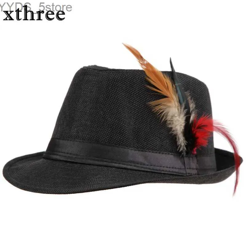 Breda Brim Hats Bucket Xthree Trend Unisex Party Feathered Fedora Trilby Womens Summer Beach Sun Hat Panama Mens Fashion YQ240407