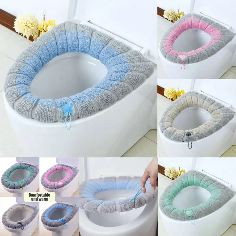 New Winter Warm Thickened With Handle Universal Soft Washable Bathroom Toilet Seat Cover Pad Cushion Mat