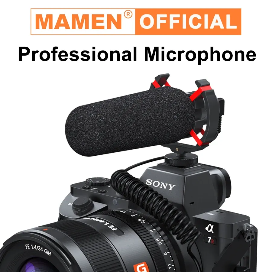 Microfoons Mamen Professional Video -opname Microfoon Geen batterij Nodig cardioïde pick -up voor DSLR Camera Smartphone Vlog Interview Record