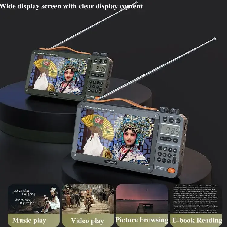 Radio Sansui F51 Retro Video Radio Wireless Bluetooth -luidspreker Portable Mini Plug In Walkm All Band Mp3 Music Player Stereo Subwoofer