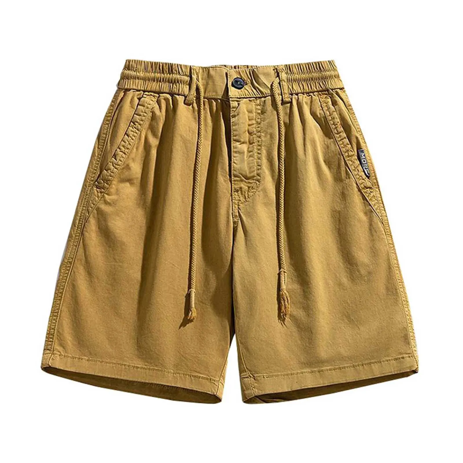 Męskie szorty męskie krótkie artykuły dorywcze sprężyste talia Pull Rod Shorts Nowe letnie plażę retro solidny kolor luźne szorty robocze z kieszeniami J240407