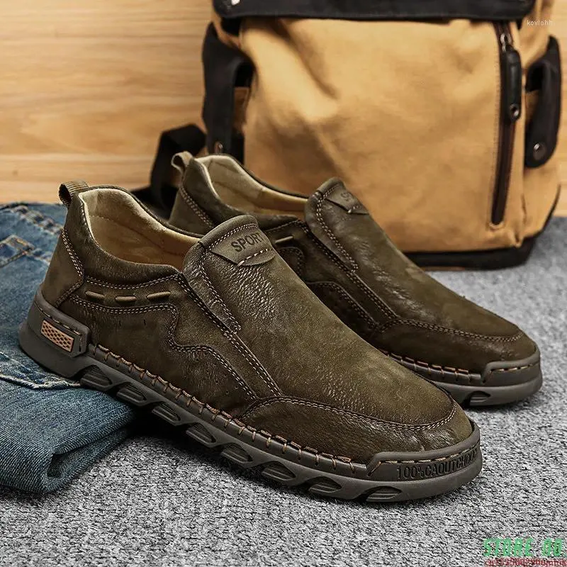 Chaussures décontractées en cuir super fibre hommes faits à la main les molages à plat