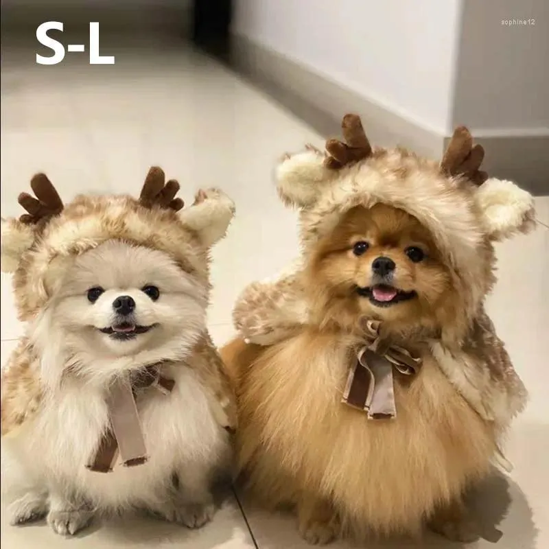 Dog Apparel And Cat Pet Hats Halloween Christmas Elk Decoration Cloak Warm Cute Clothing Dressing Soft Accessories