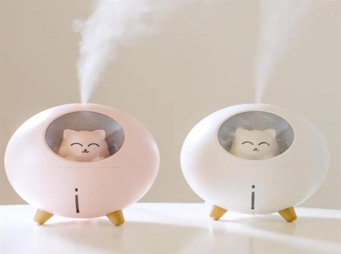 F110 Small Air Humidificateur Silent Cartoon Planet Cat Cat Ultrasonic Ultraquiet USB Migne Cool Mist Mini Humidificateur pour enfants Bed5901959