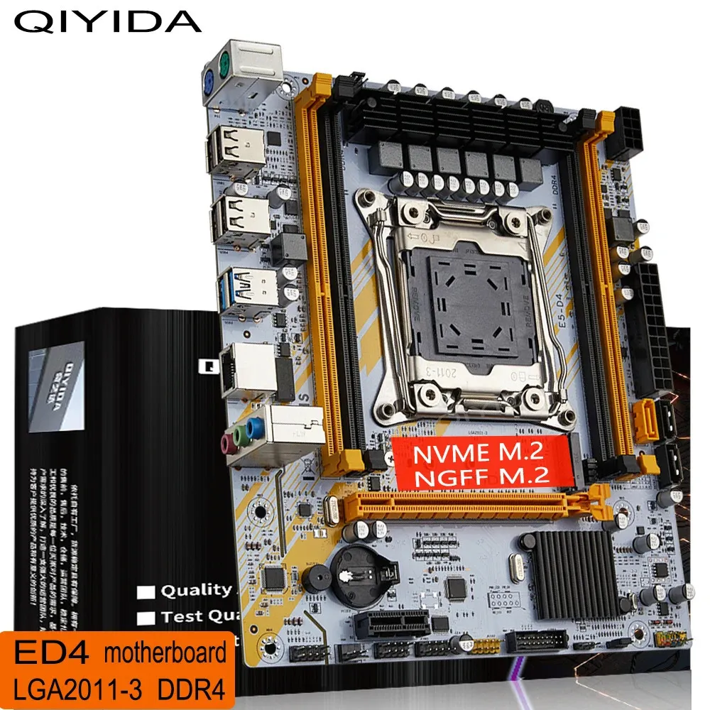 Qiyida X99 Motherboard ED4 LGA20113 PCI USB30 M2 SSD SATA3 Support 4x DDR4 RECC NONECC Memory and Xeon E5 V3 V4 240326