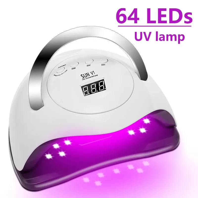 Dryers SUN V1 UV 64 LEDs Nail Lamp Curing Lamps Nail Dryer for Home Salon Gel Polish With Automatic Sensor Professional Nail Art Tools