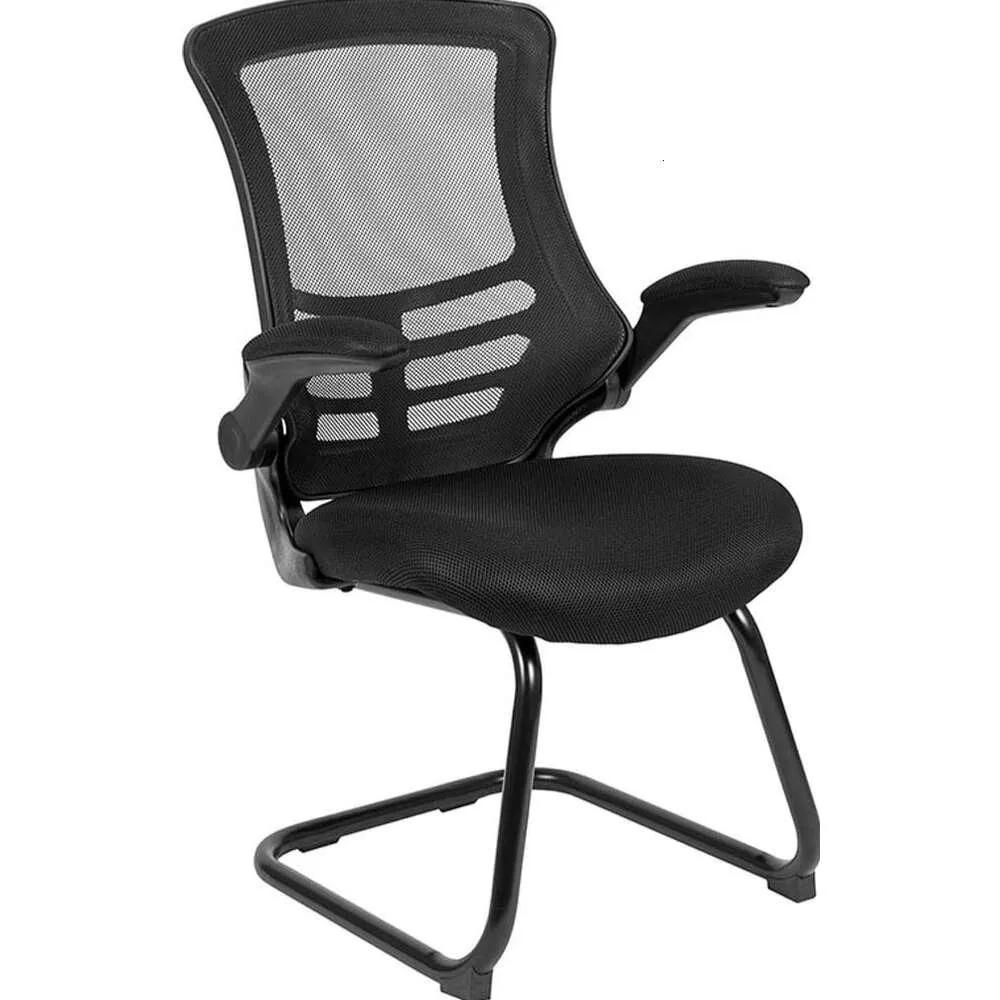 Modern and Comfortable Flash Furniture Kelista Black Mesh Sled Base Side Reception Chair with Flip-Up Arms - Styating Solution for Offices and Waiting Areas