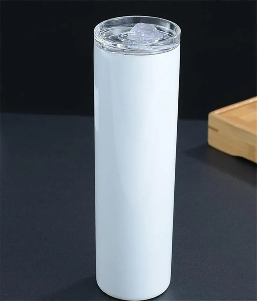 100pcs 20oz Sublimation straight tapered Skinny Tumblers Blank white Slim Stainless steel Cups 20 oz vacuum insulated double walle7939453