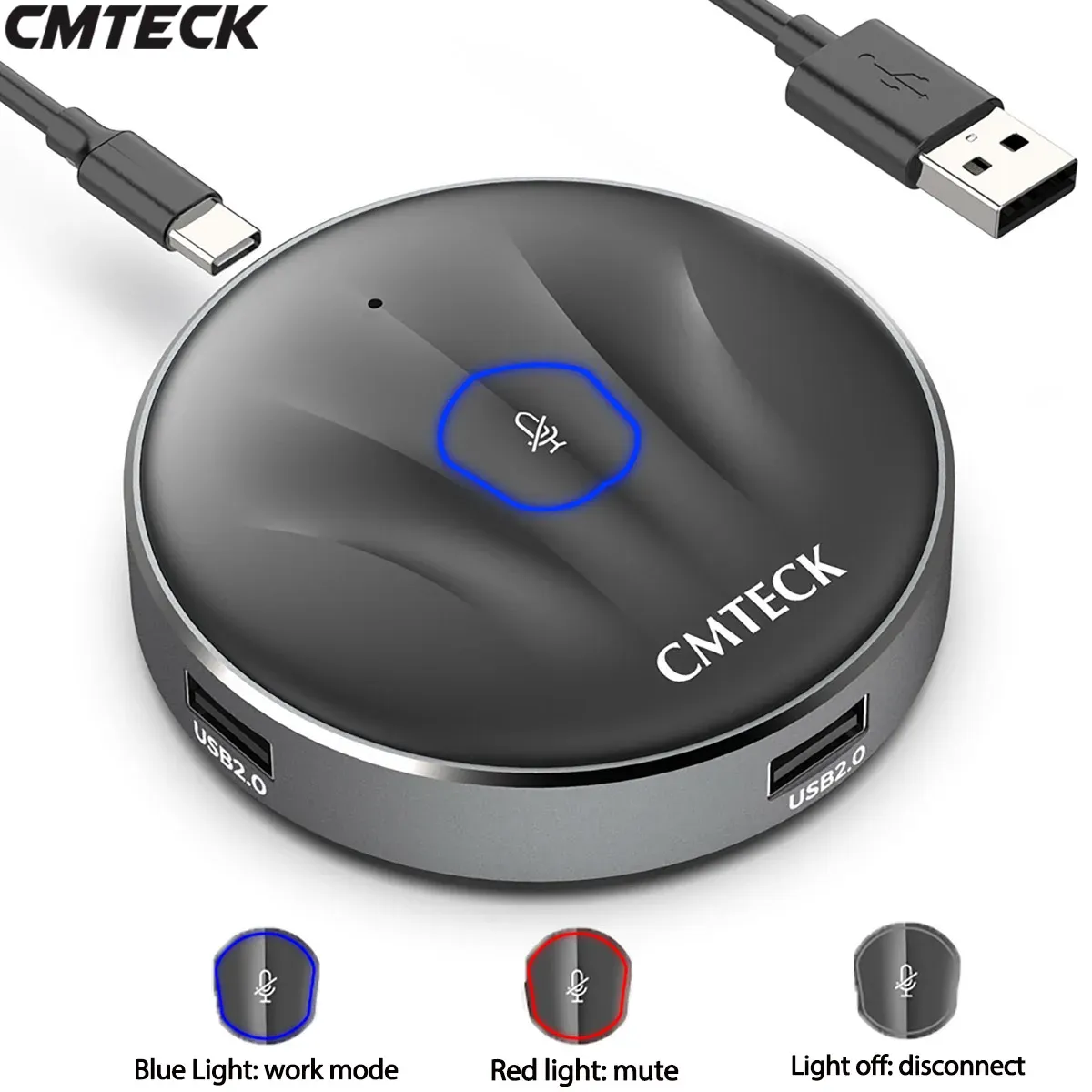 Mikrofonlar 2021 USB Hubs Kulaklık Jakı Tip C Zoom OmniDirection Mikro Ders İşi ​​için Multifucational Konferans Mikrofon