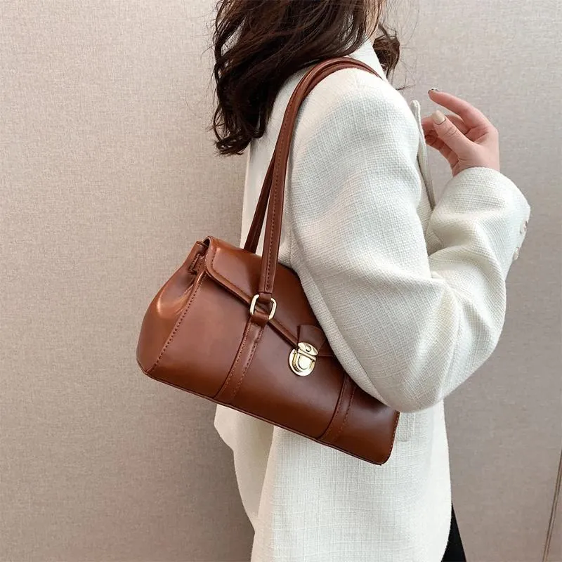 TOTES WOMEN RETRO HOBO BAG VERSATILE LEATHER TOTE HANTBAGダブルハンドルトレンディなショルダーフラップサッチェル財布通勤