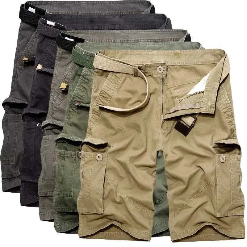 Mäns shorts Sommarmens fashionabla jacka bomull Commer Casual Loose Multi Pocket Shorts Last Shorts Stor storlek J240407