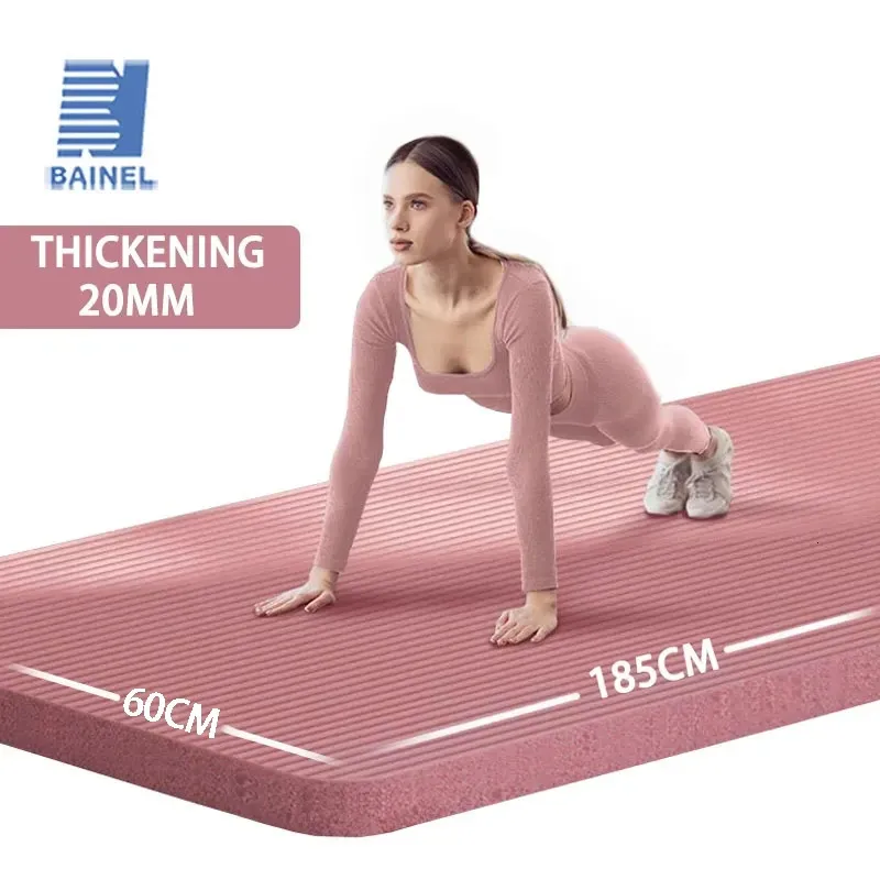 Yoga Mat Anti-Scid Sports Fitness Mat 20mm tjock NBR Comfort Foam Yoga Mat för träning Yoga och Pilates Gymnastik 240325