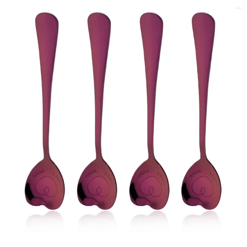 Coffee Scoops 4pcs Miroir en forme de coeur violet Spoon Sucre Succ