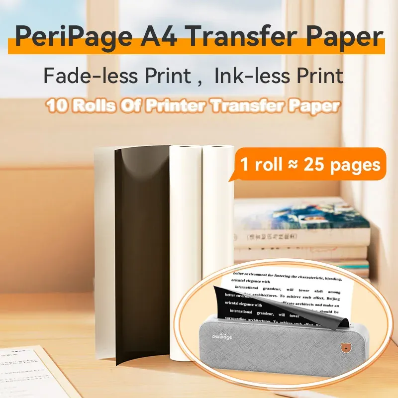 Papierperipage A40 Bluetooth -printer Officieel thermisch papier A4 210 mm Thermisch fax Machinepapier Lang opslagpapier