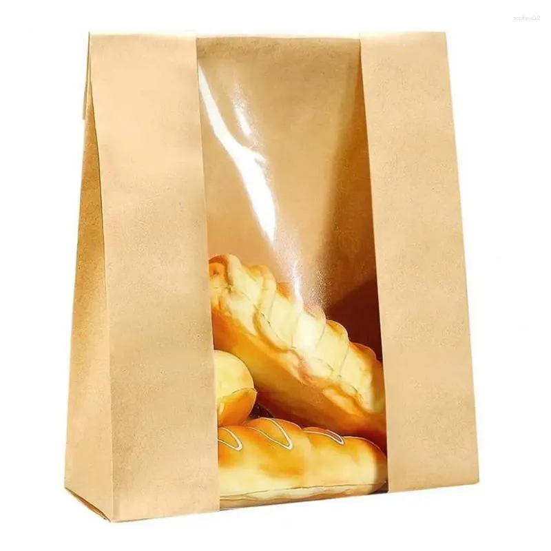 Enveloppe-cadeau 50pcs Sacs à pain faits maison avec fenêtre de la fenêtre BPA BPA Emballage gratuit Rangement en papier boulangerie