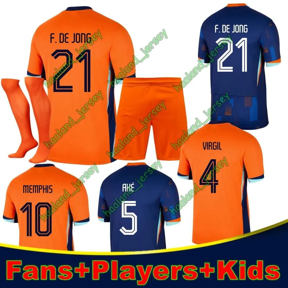 Memphis Nederlandse voetbalshirt 2024 Holland Club Jersey de Jong Virgil Dumfries 24 25 Bergvijn shirt Klaassen blind de ligt Men Kids Kit voetbalshirt