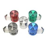 Herb Grinder with Cabinet Bag 63mm 4 Layers Metal Grinders Concave Surface Herba Top Visible Window248o