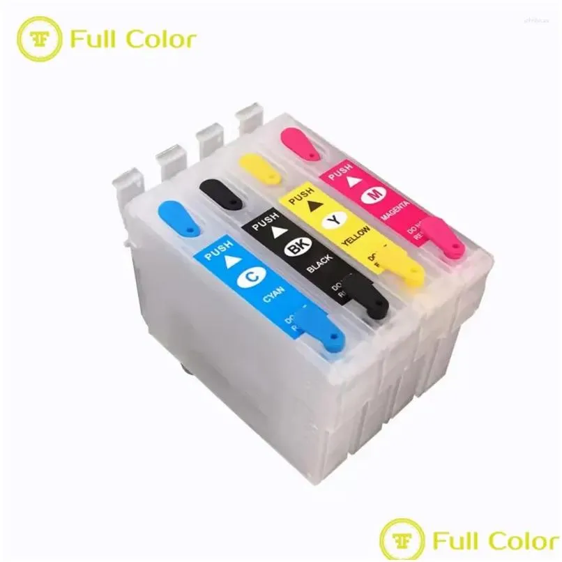 Kits de recharge d'encre Flcolor Refipillable Cartouche vide avec puce de réinitialisation T1381 T1382 T1383 T1384 pour la main-d'œuvre 320 630 633 435 Drop livraison Otejc