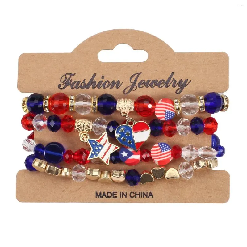 Bangle Flag Soft Ceramic Armband Independence Day Multi Layer Beaded Wrap Woven Traf Officiell butik Accesorios Para