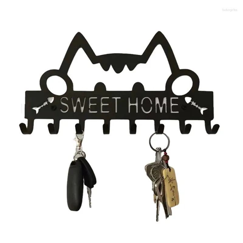 Hooks Black Metal Wall Hanging Hook Storage Rack Home Self Adhesive Key Kitchen Towel Hanger Clothes Robe Holder